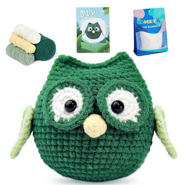Virka kit Diy uggla virka kit med stickning garn nålar plysch docka lätt