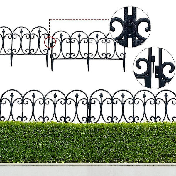 5 stk. dekorativt havehegn, rustfrit jern, landskabstråd, foldbart hegn, kant, terrasse, blomsterbed