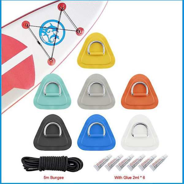 1 sæt D-ring Pad PVC Patch Båd Dæk Rigging 2,5 m Elastisk Bungee Reb Kit Til Stand Up Paddle Board Sup Dæk Tilbehør Hvid