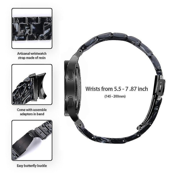 Til Samsung Galaxy Watch 5 40 mm / 44 mm / Watch 5 Pro 45 mm Resin urbånd i rustfrit stål med spændearmbånd Black   White
