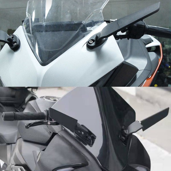 2st Modifierade Motorcykel Backspeglar Vindvinge Justerbara Roterande Sidospeglar För Ninja 250 black