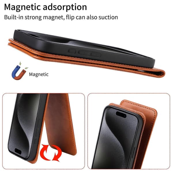 Vertikal Flip Læder Etui Til Oukitel C58 / C58 Pro Brown