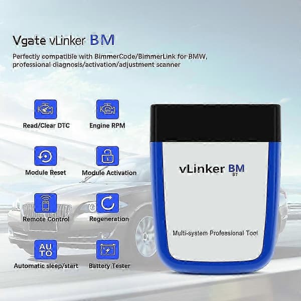 Vgate vLinker BM For BMW Bimmercode Bimmerlink Bluetooth 3.0 elm327 Bildiagnostikk Autoskanningsverktøy ELM 327 OBD-skanner