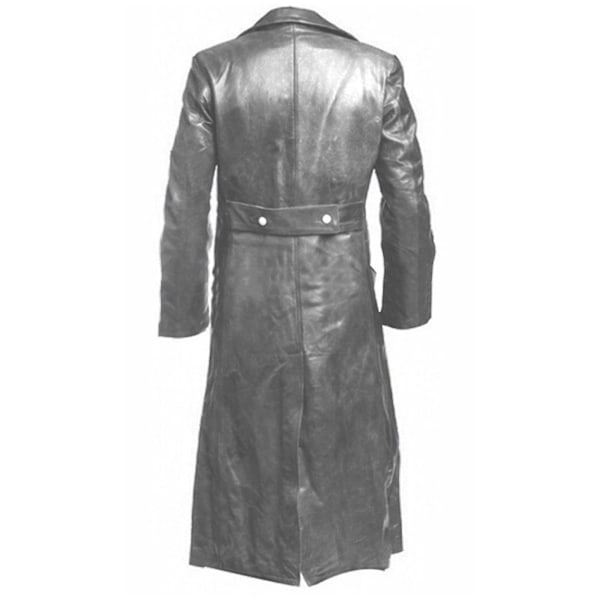 Saksalainen Klassinen Upseeri WW2 Sotilasasu Musta Nahkatakki Gray XXL