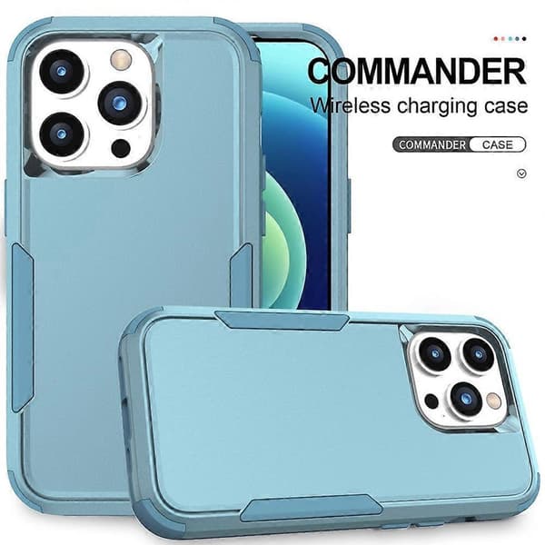 Commuter TPU + PC Telefon Cover Til iPhone 15 Grey Green