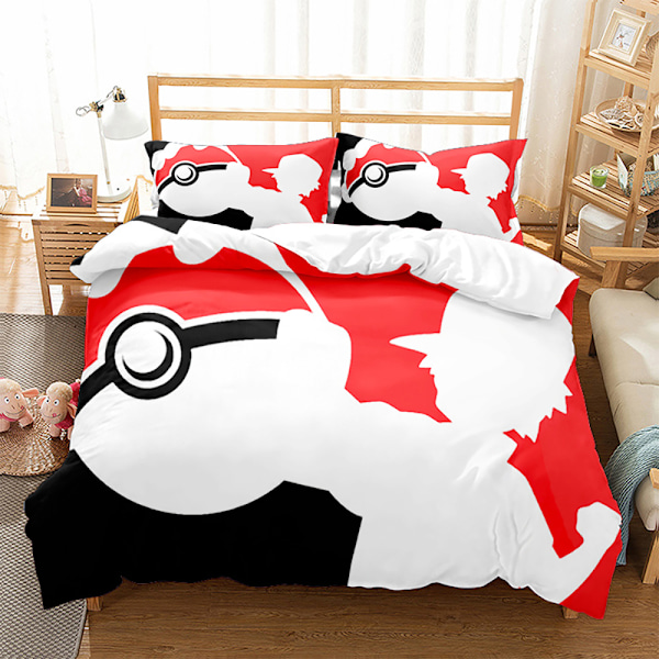 3D digitaltrykk dynetrekk putetrekk sengetøy tegneserie Pikachu tredelt sett hjemmetekstil firedelt sett 15 140*210