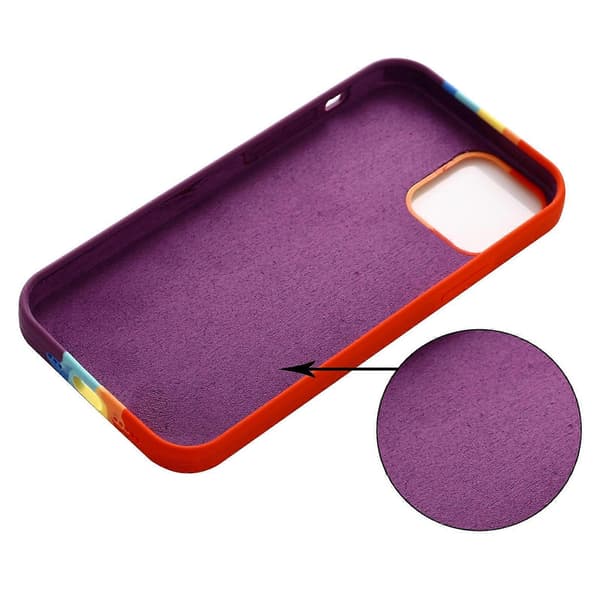 Regnbue flytende silikon telefondeksel for iPhone 14 Plus Red