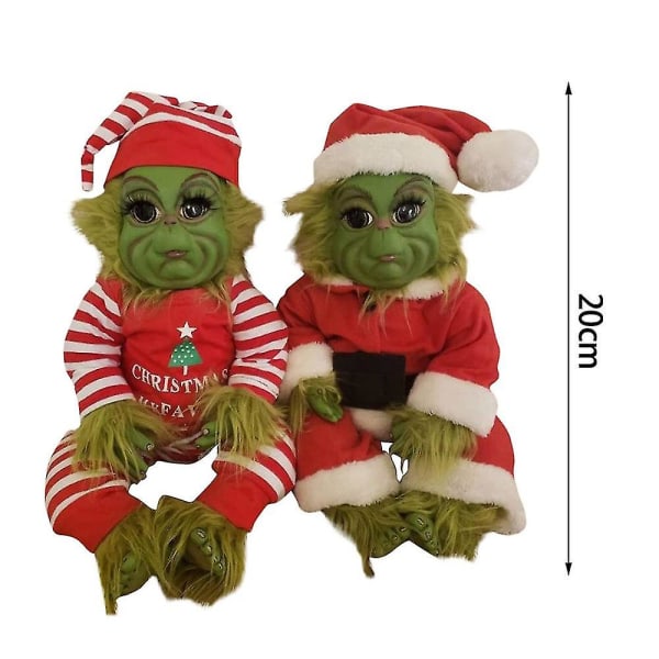 Christmas The Grinch Latex plysjdukke Reborn Baby Grinch Fylteleke Julegave Striped