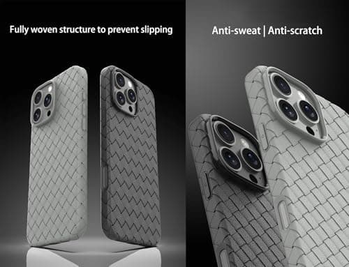 Compatible with iPhone 16 Pro Max Case, Heat Dissipation and Breathable, Lightweight and Drop-proof with Stylish Woven Design