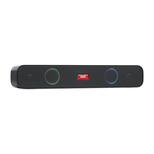 Rgb-högtalare Bluetooth Sound Bar Trådlös USB Aux Wired Hifi Stereo Lämplig för Monitor PC Mobiltelefon black