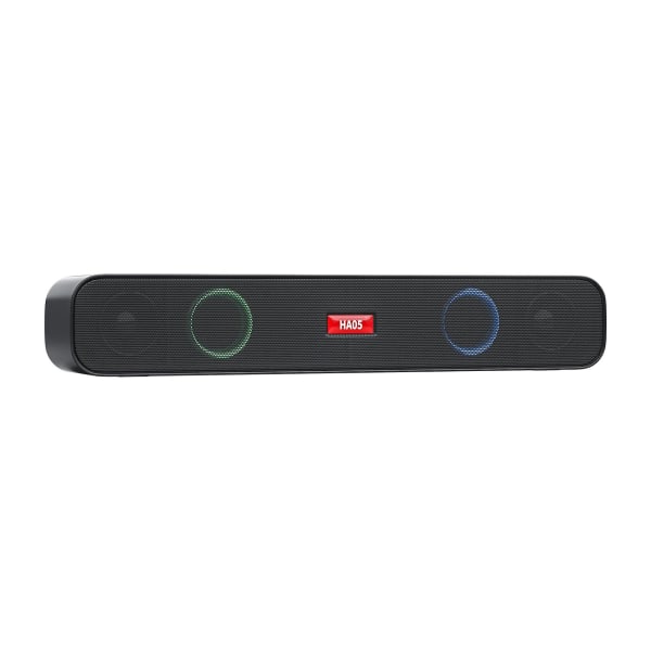 Rgb høyttaler Bluetooth Sound Bar Trådløs Usb Aux Wired Hifi Stereo Passer for Monitor Pc mobiltelefon black