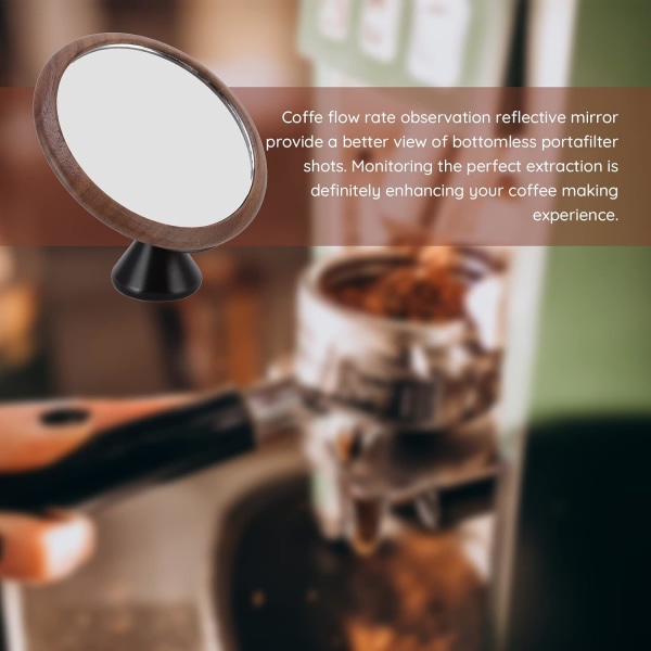 Kaffeekstraktionsspejl med valnøddesort base, 360° rotationsjusterbart espressospejl for at observere kaffeflowhastigheden