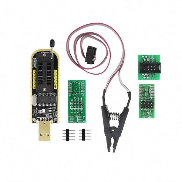 CH341A USB BIOS-programmerer for 24/25-serie EEPROM med SOP-klipsadapter