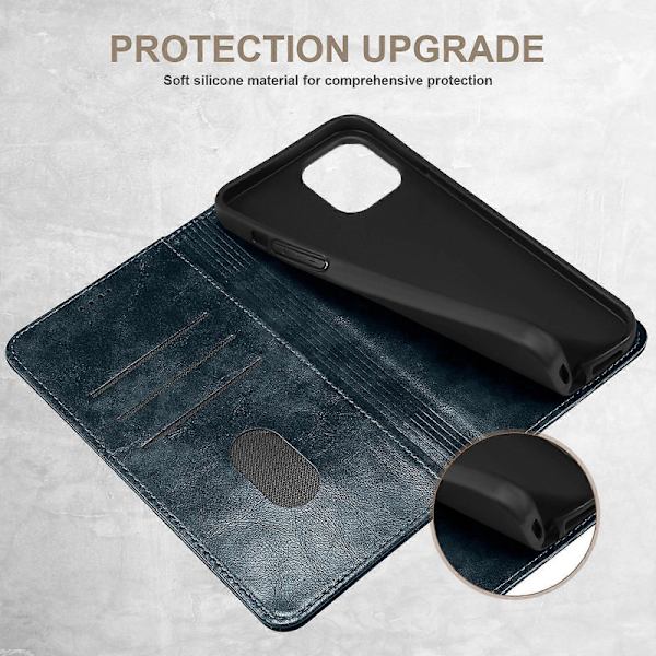 Barockt enkelt flip-läderfodral för iPhone 14 Plus Blue