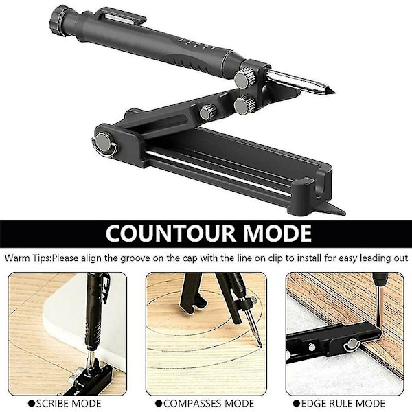 Tømrertegning Scribe Tool Multifunksjonell Konstruksjonsblyant Scribe Tool