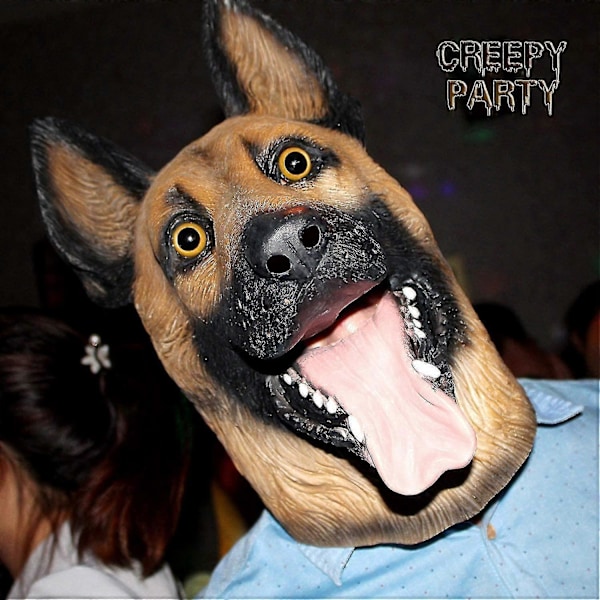 Hund Hovedmaske Tysk Hyrde Latex Dyr Halloween Party Kostume Maske Super Bowl Underdog Kostume