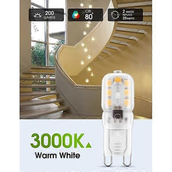 2W G9 Varmvit 3000K 230V 180lm 10-pack White