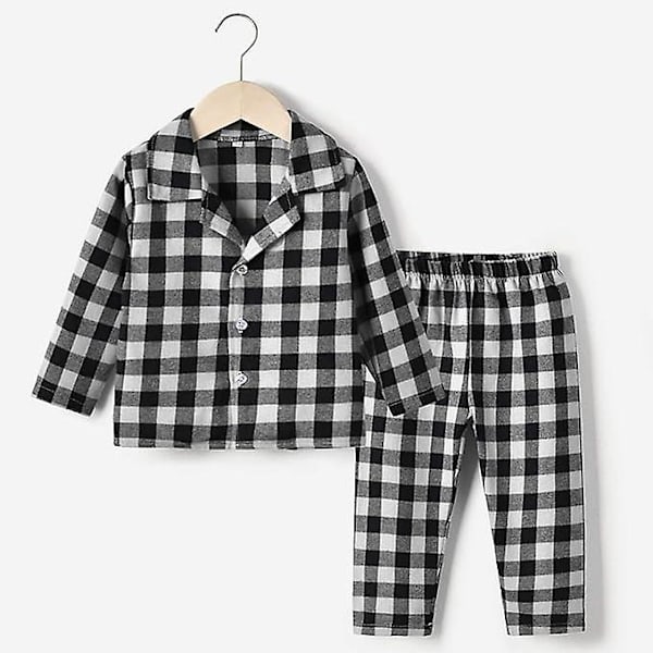 Pyjamas Barn Sommer Pyjamas Jenter Lang Erme Sommer Barn Gutter Jenter Erme Sett T-skjorte Shorts Loungewear Søte Pyjamas Jenter Gutter Barnepyjamas Black 110cm