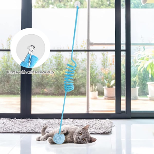 Kattfjäderleksaker, Självspelande Hängande Stretchig Kattfjäder med Klocka, 3-pack Mjuka Plysch Interaktiva Kattleksaker för Inomhuskatter Kattunge Jakt och Lek
