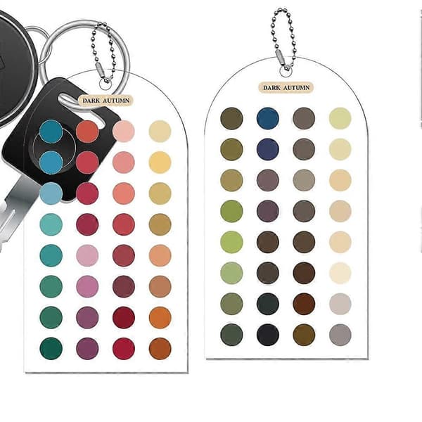 6 stk. akryl farveanalyse skabelonkort - dobbeltsidet matchende guide til outfits og makeup
