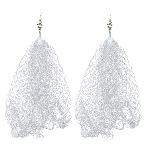 2 stk kobber fjeder stime fiskenet med lysende perler mesh net til nat fiskegrej 9