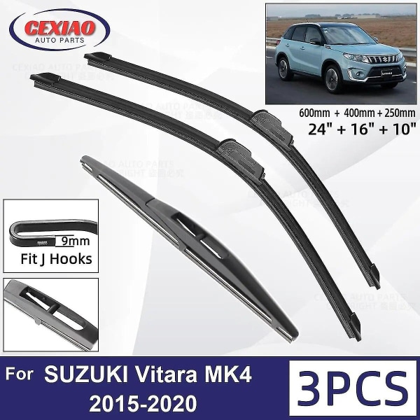 For Suzuki Vitara Mk4 2015-2020 Bil Front Bak Viskerblader Myk Gummi Vindusviskere Auto Vindskjerm 24"+16"+10" 2018 2019 Fn9u7338