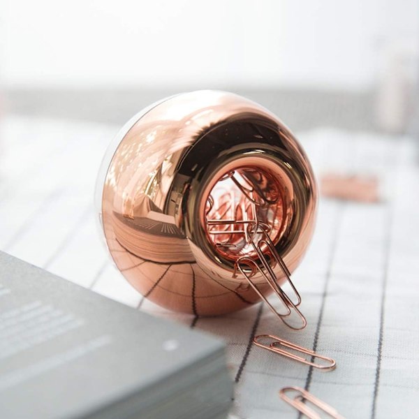 NatSumeBasics Paper Clip -pidike Magneettinen 100 Kultaista Paper Clip -pidikettä Suloisessa Paper Clip -annostelijassa Toimistotarvikkeita Varten Tarvikkeet Työpöydän Järjestäjä (Marmori) Rose Gold