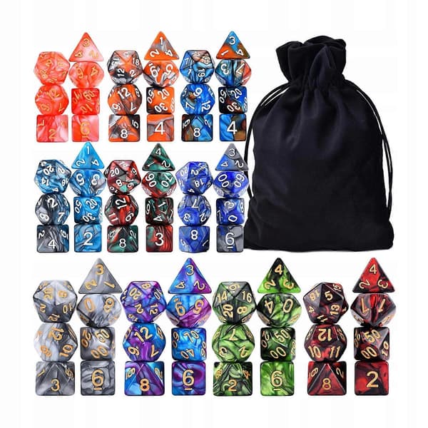 70x Akryl Polyedriska Tärningar Set Dubbla Färger För Dnd Rpg Matte Stil B