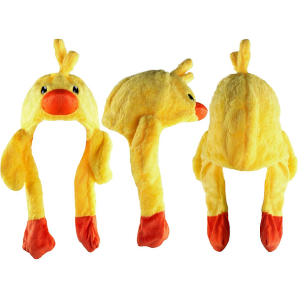 Sød Plysdyr Vinter Skihue Beanie Aviator Stil Vinter med Lange Handske Øreflapper Duck