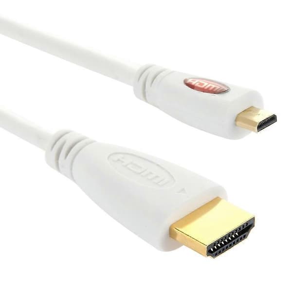 1m guldpläterad Micro HDMI hane till HDMI hane-kabel, version 1.4 (vit)(vit) Vit