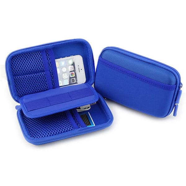 Storage Bag for Electronic Devices, Shockproof, Non-slip, Elastic Belt for Work, Travel, Camping Blue