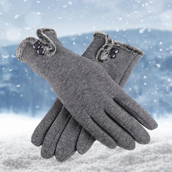 Dames Vinterhandsker Touch Screen Fleece Tyk Varm Blød Pelsforet Grå
