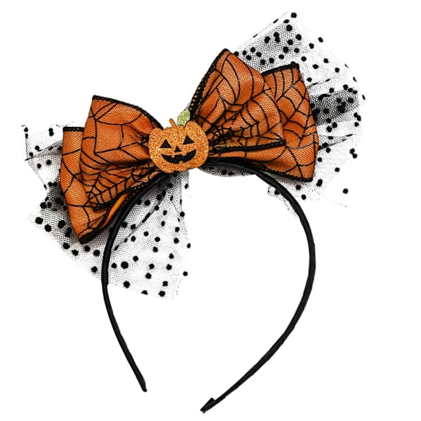 Hodebånd med Halloween-gresskar, svart edderkoppnett, oransje hodeplagg, søt gresskarbue, høst-hodeband for kvinner og jenter, Thanksgiving- og Halloween-fest