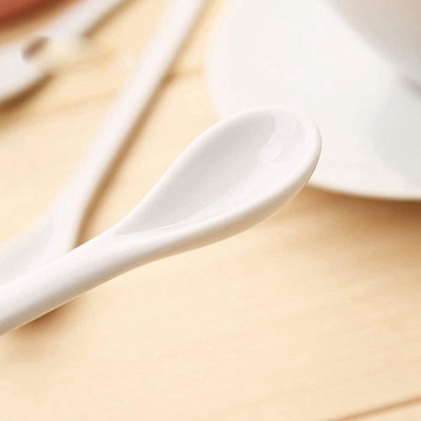 10 pakke eggeskjeer av hvitt porselen Keramikkskjeer Kaffedessertskjeer