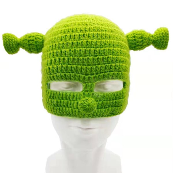 Långt monster Shrek Tecknad Rolig söt personlighet Stickad mössa i ylle-kostym hattar