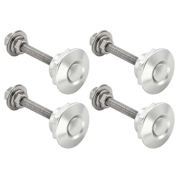 4X Snabbkoppling Tryckknapp Motorhuvslås Bilstiftlås Stötfångarklämmor Silver