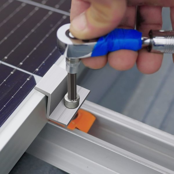 Solpanelbeslag Sæt med 12, Solpanelbeslag til solcellepanel, Justerbare Solar Rail End-terminaler - Fotovoltaisk beslag (35 mm)