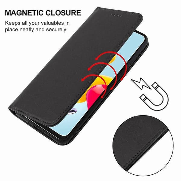 Magnetiskt Läderfodral för Xiaomi Redmi Note 11S 5G Black