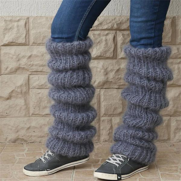 Naisten sukat Jalkojen lämpimät Neulotut pitkät kengät Sukat Slouch-sukat Grey