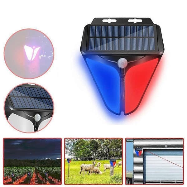 Solar Alarm LED-lys Trådløs Bevegelsessensor Hage Sikkerhets Strobelys Utendørs