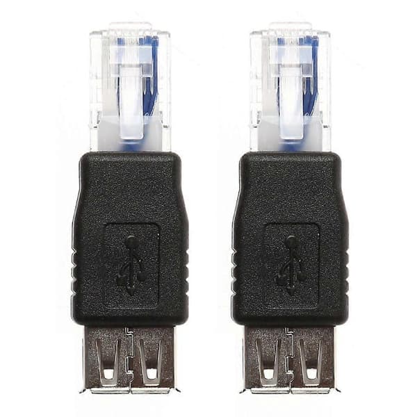2 stk. USB Type A Hun Til Ethernet Internet RJ45 Han Konverter Adapter