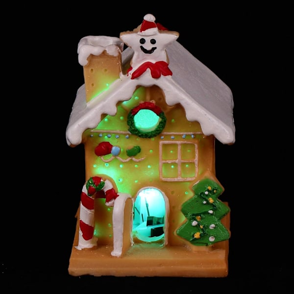 VOSAREA Lysende LED Pepperkakehus Julekake Ornamenter Dekorasjoner Dekorativ Bordplate Xmas Hjemmedekor for Juleferie