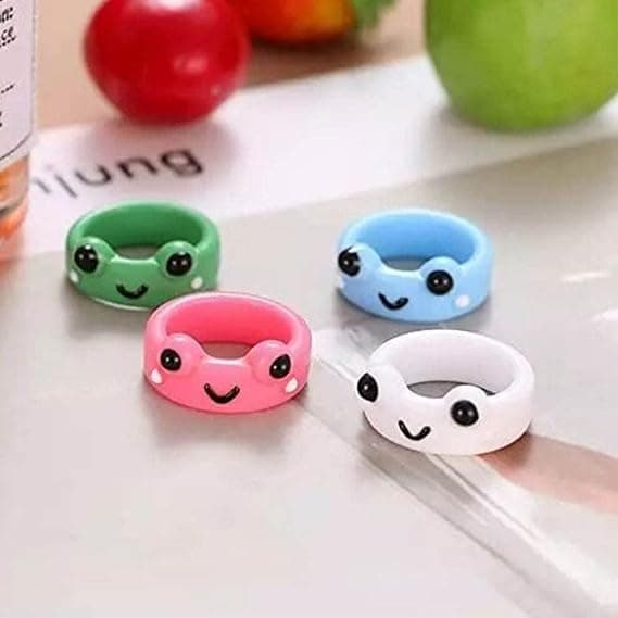 4 stk ringer for kvinner, parring med matchende ringer, harpiksfrosker