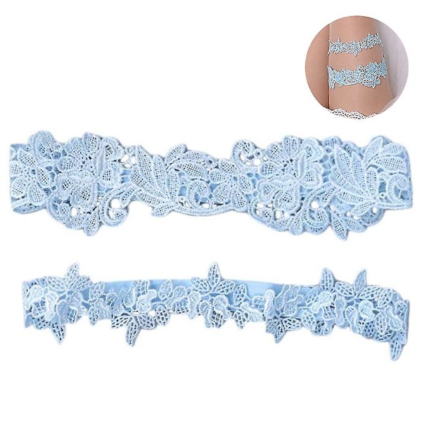2 Stk Bryllup Garter Sett Svart Brude Blonder Garter Belte Sexy Flower Garters Ben Ring Del