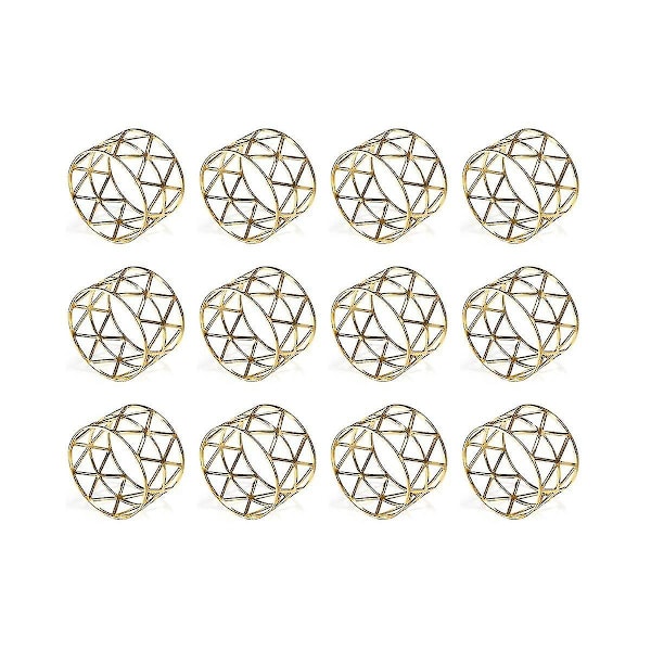 12-pack servettringhållare ihålig design dekor bröllop jul fest (guld)