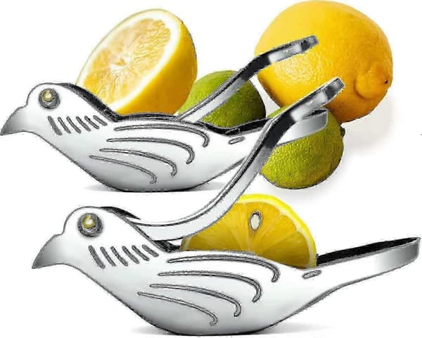 2 stk. fuglecitronpresser, manuel citronpresser i rustfrit stål, håndpresser til appelsin, citron, lime P