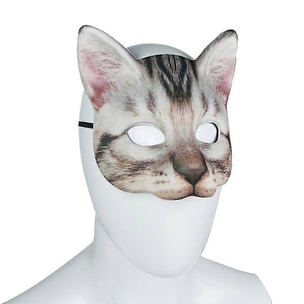 Kissan naamio Halloween puoli kasvot realistisen kissan naamio juhlat pelaaminen puvut rekvisiitta eläin juhlat naamio unisex cosplay juhlat rekvisiitta Cow Cat