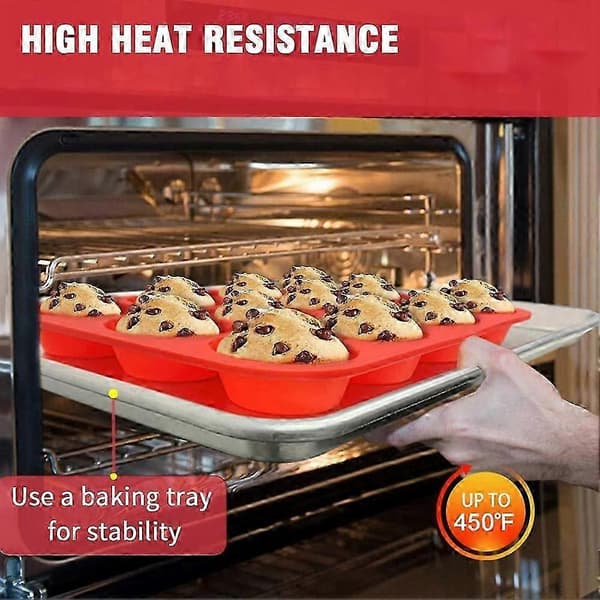 2x12 kopper vanlig silikonmuffinsform, non-stick silikon perfekt for å lage vafler, kaker, terter, brød