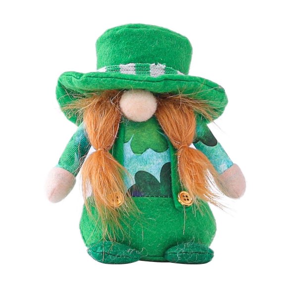St. Patrick's Day Ansiktsløs dukke Rudolph Doll dekorativ plysj