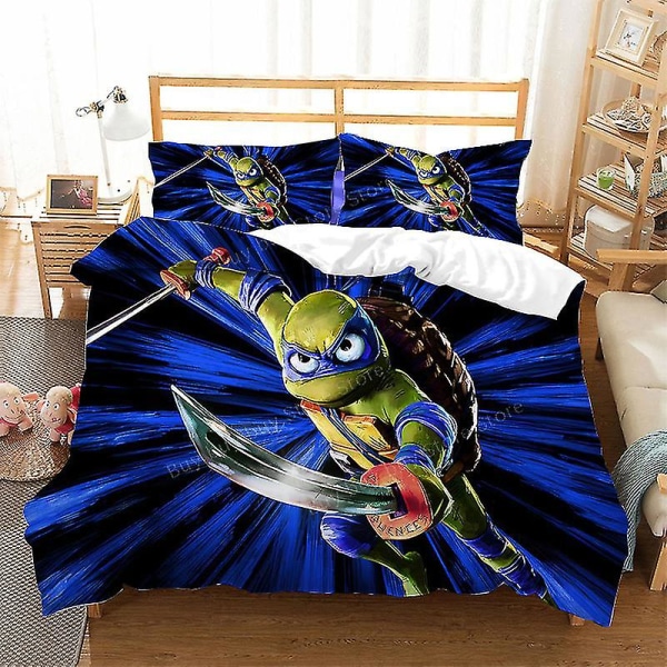 2023 Teenage Mutant Ninja Turtles Ny film Sengesett Dynetrekk Putetrekk Barn Anime Rom Dekor Tegneserie Dynetrekk Gave T-05 AU Single-140x210cm